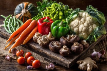 Colorful autumn harvest. Fresh vegetables