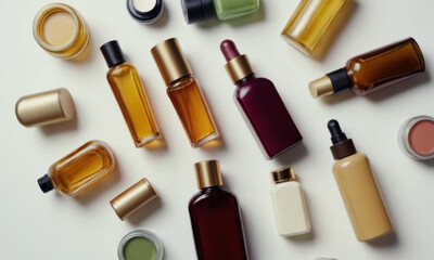 Obraz premium Variety of perfumes displayed on a clean white surface
