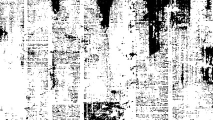 Newspaper with old grunge vintage unreadable paper texture background. Vector white and black newspaper paper grunge vintage old aged texture. 