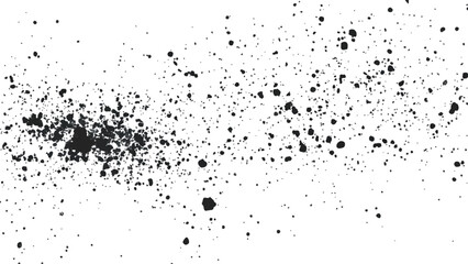 Dirt dust texture isolated on white background, top view. Black dust with effect fragments explosion isolated on white background and texture, 