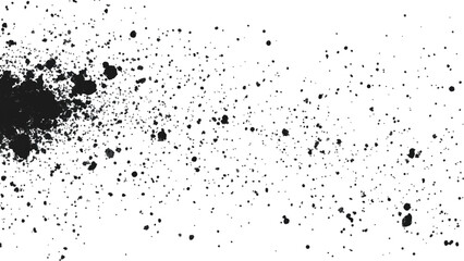 Dirt dust texture isolated on white background, top view. Black dust with effect fragments explosion isolated on white background and texture, 