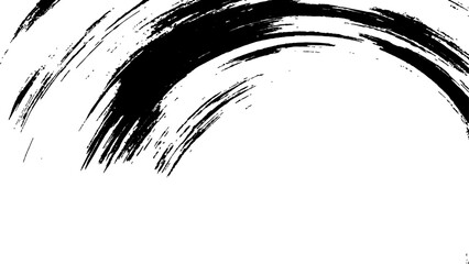 Black ink brush stroke on white background. Abstract grunge background. Black paint isolated on white background.	