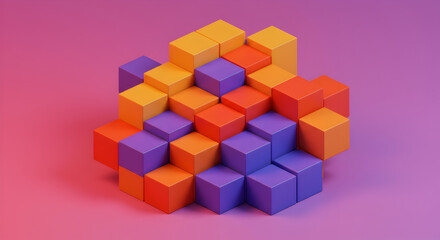 Obraz premium Colorful Cubes Arranged in Abstract Structure for Modern Design Concept