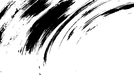 Black ink brush stroke on white background. Abstract grunge background. Black paint isolated on white background.	