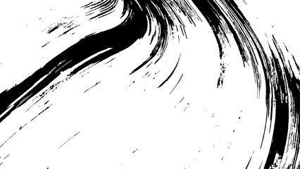 Black ink brush stroke on white background. Abstract grunge background. Black paint isolated on white background.	