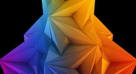 Obraz premium Dynamic Faceted Structure Showing Vivid Spectrum Color Transition Overlapping Design