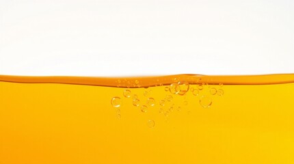 Close-up of amber liquid with bubbles