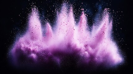 Pink and purple powder explosion against black background