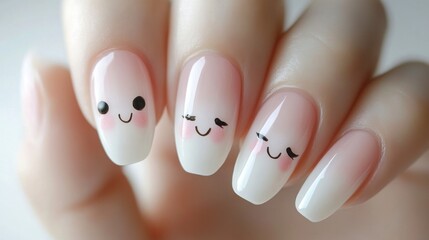 Cute kawaii nail art design