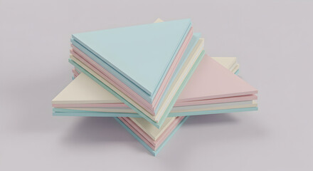 Pastel Triangle Stack Of Creative Paper Design Concept Mockup