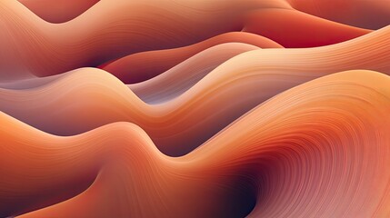 Fototapeta premium Abstract wavy lines of warm orange and peach colors. Fluid, organic shapes create a mesmerizing visual effect