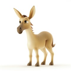 Obraz premium Cartoon donkey character stands alert and curious.