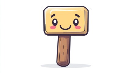 Fototapeta premium Cute cartoon hammer with a happy face