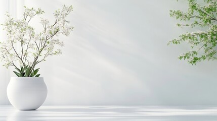 Obraz premium Minimalist, bright, airy room with potted plants