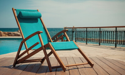 A chair sitting next to a swimming pool