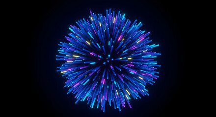 Radiant Explosion Of Glowing Fiber Optic Strands Against Dark Background