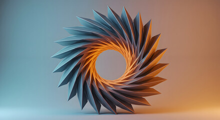 Obraz premium Abstract Geometric Form Rendered With a Vortex Like Design With Sharp Edges