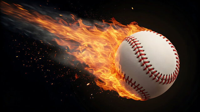 Fiery Baseball Soaring Through the Night