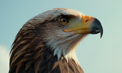 Obraz premium A close-up shot of a bird of prey's face and feathers