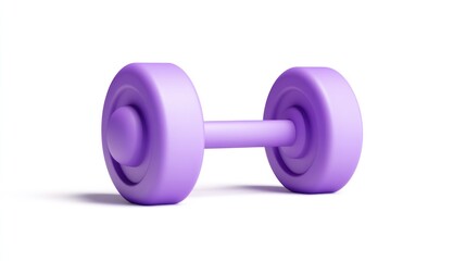 Purple dumbbell isolated on white background, fitness