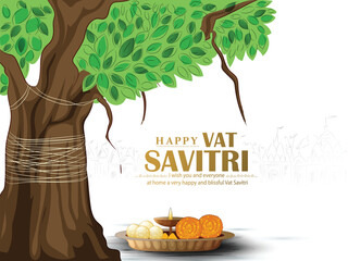 creative vector illustration of Vat Savitri Indian festival.
