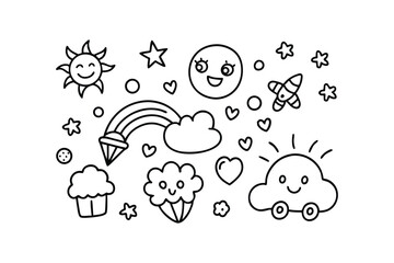 Cute Mail Delivery Doodles with Envelopes Full of Hearts