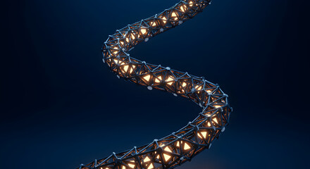 Abstract Glowing Structure With Geometric Shapes On Dark Background