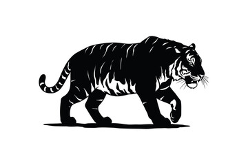 Obraz premium Silhouette of tiger isolated on white background