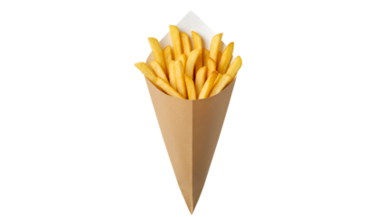 Cone of French Fries Isolated on Transparent Background