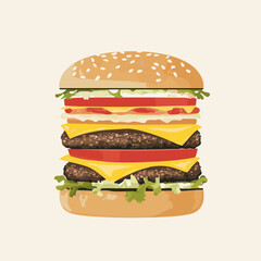 Delicious hamburger with vibrant layers and a minimal style.