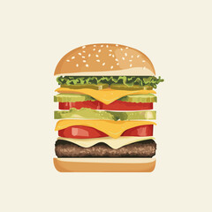 Delicious hamburger with vibrant layers and a minimal style.