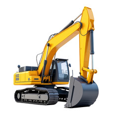 Isolated Yellow Excavator: Construction Equipment  isolated on transparent background