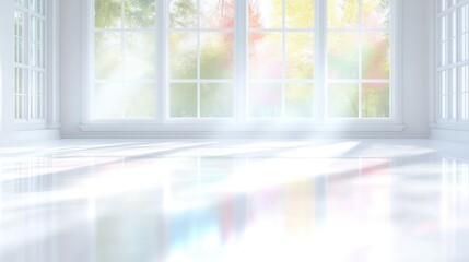 Fototapeta premium Bright, spacious room with large windows