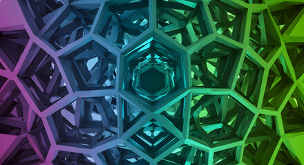 Abstract Geometric Tunnel With Vibrant Gradient Colors And Complex Structure