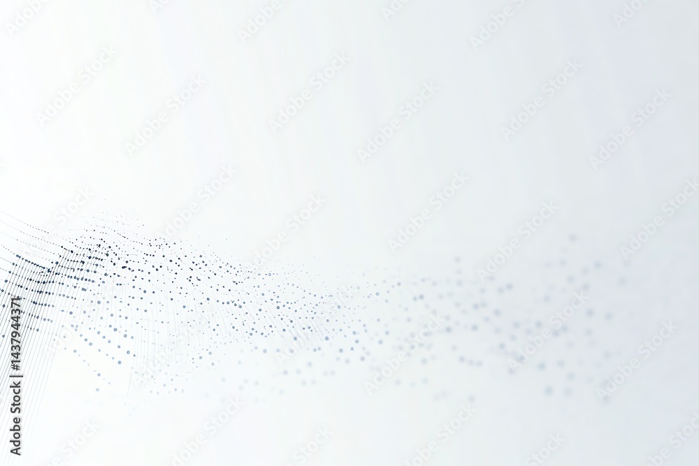 Poster abstract digital particle wave on white background for data visualization