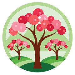 Fototapeta premium Cherry trees icon on white background 