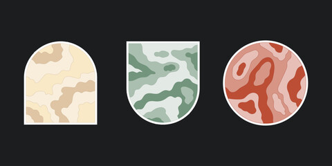 Nature landscape logo. Nature logo design with doodle shape. Hand drawn vector illustration.