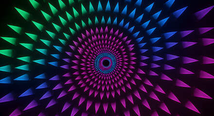 Kaleidoscopic Triangle Tunnel Implosion With Vibrant Colors For Modern Design