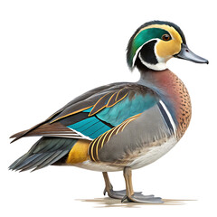 Obraz premium colorful duck illustration with striking plumage isolated transparent background png