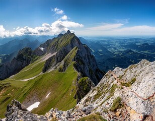 breitenberg summit view from the via ferrata in the allgau region of bavaria near bad hindelang
