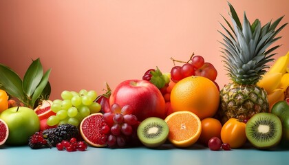 colorful fruits arranged artistically vibrant background showcasing creativity and freshness