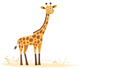 Obraz premium Cute cartoon giraffe in a savanna setting