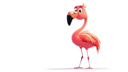 Fototapeta premium Cute cartoon flamingo