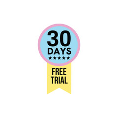 colorful 30 days free trial emblem.