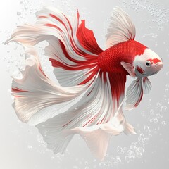 Fototapeta premium Stunning Red and White Koi Betta Fish