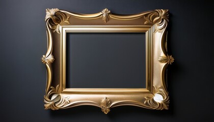 elegant gold frame hanging against a dark wall provides a stylish backdrop for art or decoration