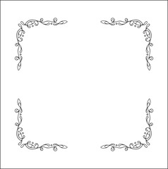 Elegant black and white ornamental frame with Celtic ornament, Scandinavian  decorative border, corners for greeting cards, banners, business cards, invitations, menus. Isolated vector illustration.	
