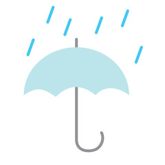 天気　傘と雨アイコン　カラー