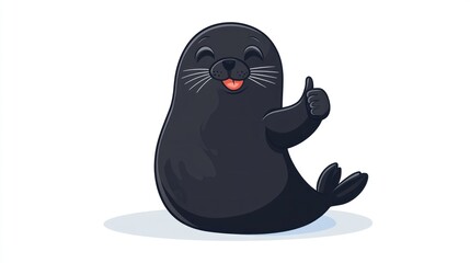 Cute black seal giving a thumbs up