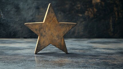 Rustic Wooden Star with Dark Background.
